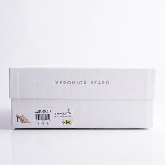 Veronica Beard Womens Avita Gold Leather Strappy Heeled Sandals Sz 6 Eu 36 New - Picture 9 of 9